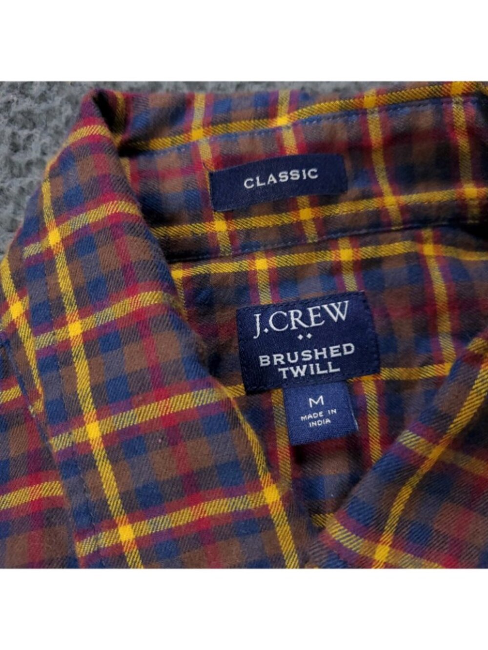 J. Crew Button Shirt Mens M Medium Long Sleeve Plaid Multicolor Brushed Twill